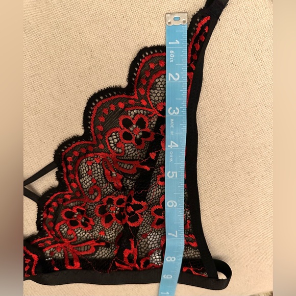 Sexy Red & Black Lace Bra & Panties Set Size Large NEW - Picture 7 of 7